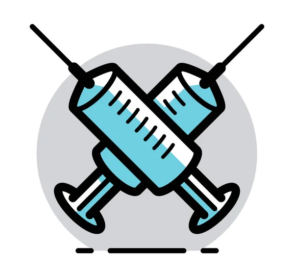 Vacinação Tema Vetor Ilustração Uma Seringa Isolada Sobre Branco Epidemia — Vetor de Stock