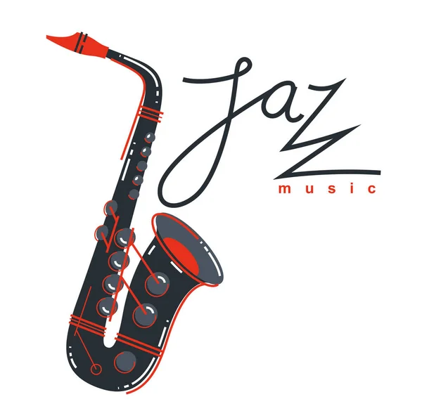 Symbole Logo Musique Jazz Illustration Style Plat Isolée Logotype Saxophone — Image vectorielle