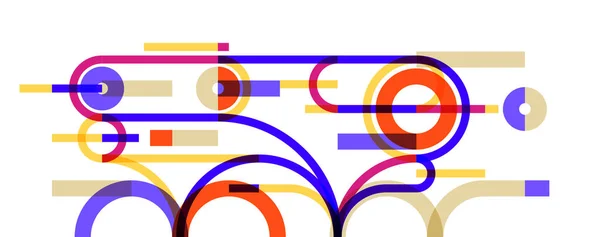 Círculos Abstractos Líneas Fondo Vectorial Plano Tecnología Dibujo Composición Geométrica — Vector de stock