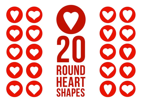 Hearts Circles Icons Logos Vector Set Graphic Design Elements Different — Stockový vektor