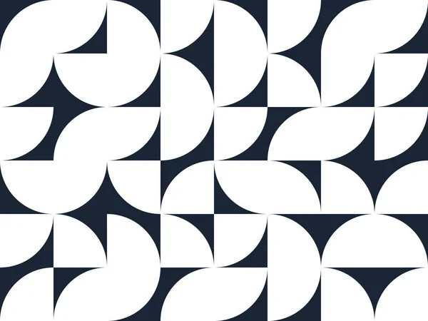 几何抽象无缝图案 黑白简单几何元素 壁纸背景复古70年代风格 包豪斯建设性风格瓷砖 — 图库矢量图片