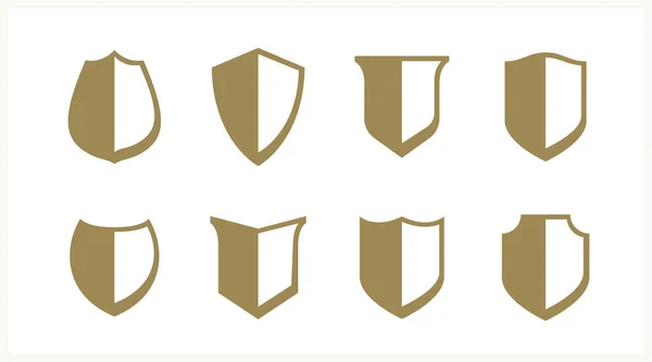 Conjunto Vetores Escudos Clássicos Coleção Emblemas Munição Ícones Defesa Segurança — Vetor de Stock