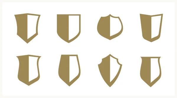 Klasyczne Elementy Wektorowe Kolekcji Tarcz Ikony Obrony Bezpieczeństwa Puste Puste — Wektor stockowy