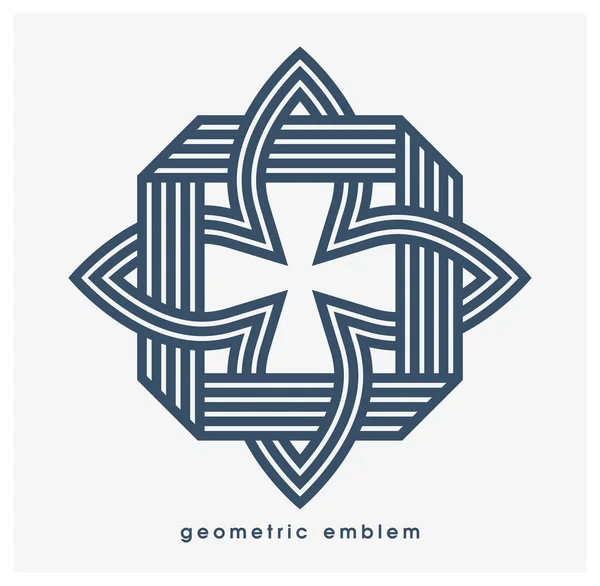 Abstracte Geometrische Bloem Vector Symbool Geïsoleerd Wit Lijn Kunst Geometrische — Stockvector