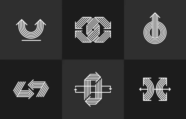 Concepto Flechas Vector Logos Conjunto Aislado Doble Flechas Símbolo Pictogramas — Archivo Imágenes Vectoriales