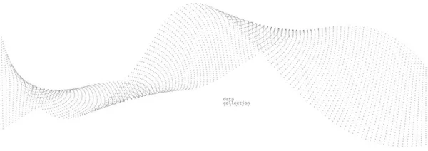 灰色の風通しの良い粒子の流れベクトル設計 流れるドット配列の波と抽象的な背景 デジタル未来図 ナノ技術テーマ — ストックベクタ