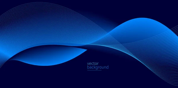Smooth Flow Wavy Shape Gradient Vector Abstract Background Dark Blue — Stock Vector