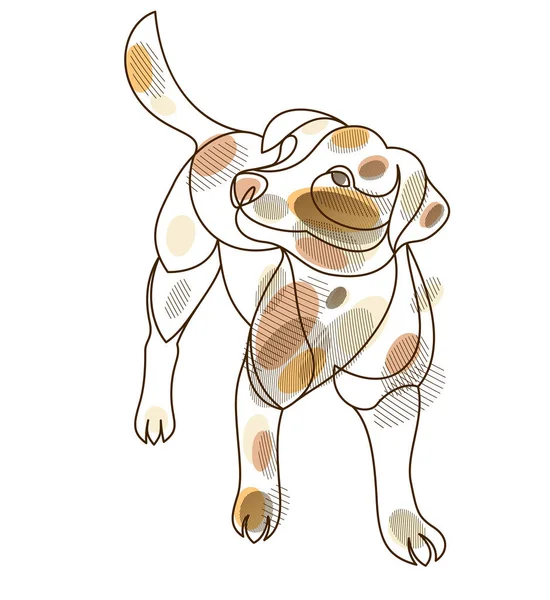Funny Dog Linear Vector Illustration Isolated Jack Russel Terrier Pet — Vetor de Stock