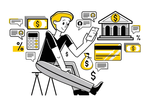 Online Banking Διανυσματική Απεικόνιση Διευθυντής Που Συνεργάζεται Οικονομικά Τον Πελάτη — Διανυσματικό Αρχείο