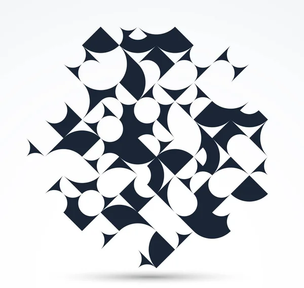几何设计矢量图案构图 黑白70年代复古风格模板艺术独立于白色 创意典雅的背景之上 — 图库矢量图片