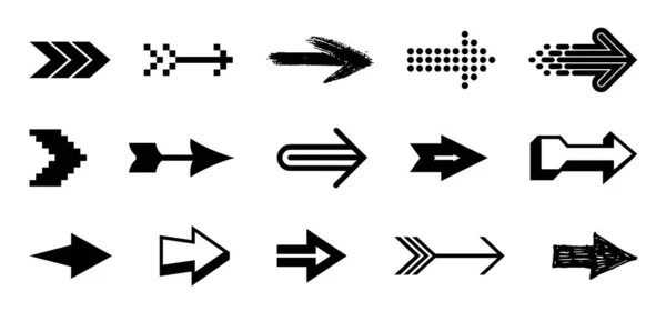 Flecha Símbolos Gran Conjunto Diferentes Formas Estilos Conceptos Cursores Para — Vector de stock