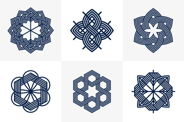 Graphic Design Elements Logo Creation Intertwined Lines Vintage Style Icons — Vector de stock