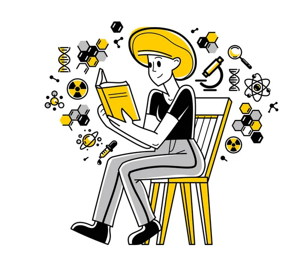 Scientist Working Some Science Research Invention Discovering Theory Learning Education — Vector de stock