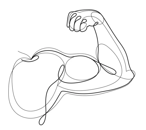 Μυώδες Χέρι Του Bodybuilder Δείχνει Ισχυρή Biceps Διάνυσμα Γραμμική Απεικόνιση — Διανυσματικό Αρχείο