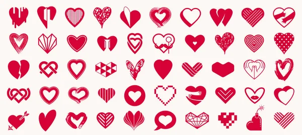 Colección Corazones Vector Logos Iconos Conjunto Formas Del Corazón Diferentes — Archivo Imágenes Vectoriales