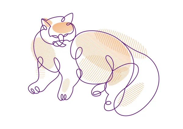 Λίπος Και Τεμπέλης Τέχνη Γραμμή Γάτα Διάνυσμα Εικονογράφηση Γραμμικό Σχέδιο — Διανυσματικό Αρχείο