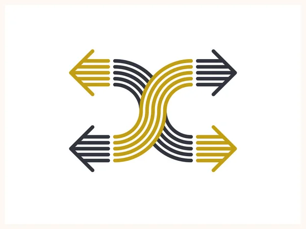 Konzept Pfeile Vektor Logo Isoliert Doppelte Pfeile Symbol Piktogramm Streifensymbol — Stockvektor