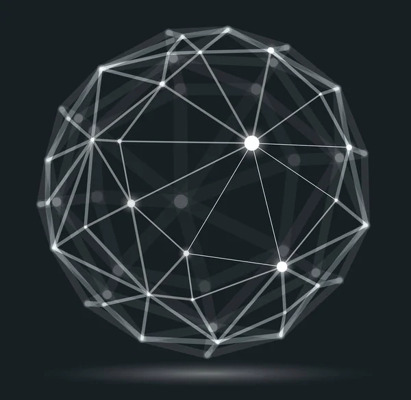 Dimensional Lattice Mesh Vector Abstraction Polygonal Design Abstract Sphere Tech — Stock Vector