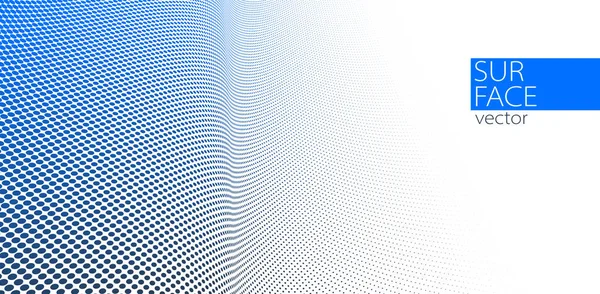 3D透视矢量抽象背景中的蓝点和灰点 点缀模式的凉爽设计 科技的浪潮流或商业广告空白模板 — 图库矢量图片