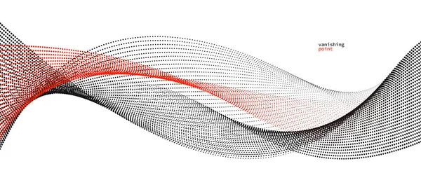 Illustration Vectorielle Abstraite Fond Points Rouges Noirs Mouvement Par Lignes — Image vectorielle