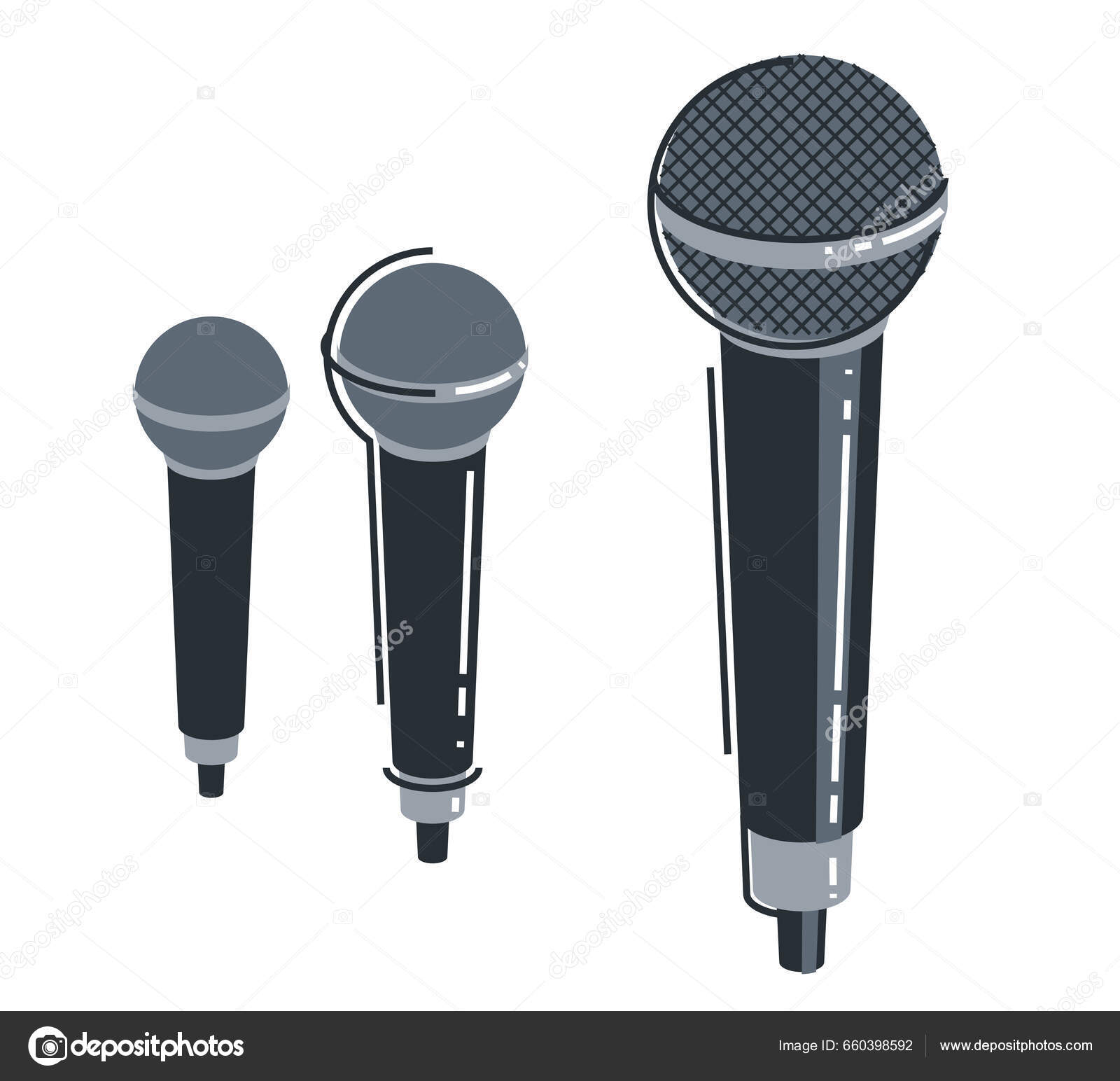 Mikrofon Isoliert Über Weißem Hintergrund Vektor Flachen Stil Illustration  Stock-Vektorbild von ©Ostapius 660398592, image size:1600x1544