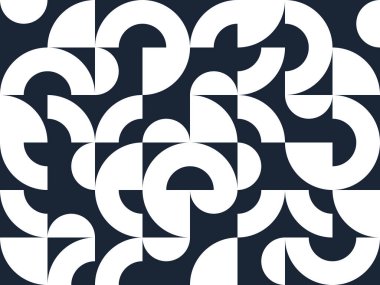 Kusursuz geometrik desen, duvar kağıdı veya web siteleri için soyut vektör arkaplanı veya geometrinin siyah ve beyaz elementleriyle oluşturulan kağıt baskısı.