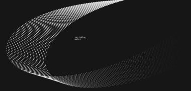 Akan parçacık dalgası vektör soyut arkaplan, kıvrımlı çizgiler siyah rahatlatıcı illüstrasyon üzerinde hareket eden noktalar, resim gibi duman.