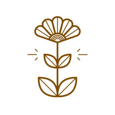 Güzel geometrik çiçek logosu tasarımı beyaz, kutsal geometri çizgisi üzerinde izole edilmiş amblem veya sembol, çiçek açan çiçek oteli veya butik veya mücevher logosu.