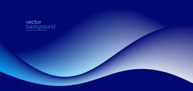 Eğri şekil akış vektörü soyut arkaplan koyu mavi gradyan, dinamik ve hız konsepti, fütüristik teknoloji veya hareket sanatı.