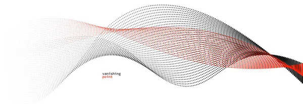 Волна Текущих Исчезающих Частиц Вектор Абстрактного Фона Красные Черные Кривые — стоковый вектор