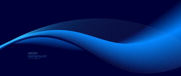 Flowing Dark Blue Curve Shape Soft Gradient Vector Abstract Background — Stock Vector