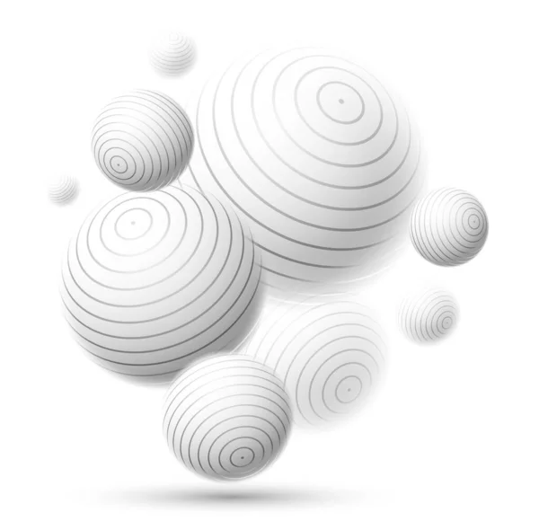 轻柔三维脱焦球体矢量抽象背景 用悬浮中的白球放松周围环境主题 大气壁纸 — 图库矢量图片