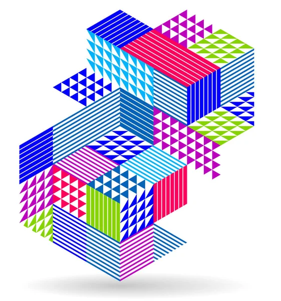 带三维等量方块的矢量墙纸 具有方块形状和形状的几何结构 立方体多边形低多主题 — 图库矢量图片