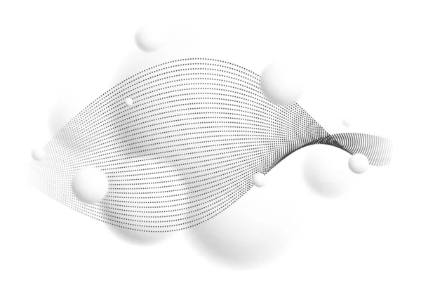 粒子の波が大気中のベクトルの背景を流れる光浮遊球 3Dボール動的デザイン 柔らかくて簡単な未来的な壁紙 — ストックベクタ