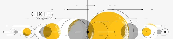 几何背景 圆形和线条矢量艺术 抽象构图技术计划 平面最小技术系统 — 图库矢量图片