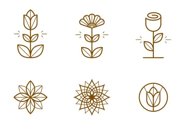 Geometrik Stil Vektör Logoları Veya Amblemler Seti Kutsal Geometri Sembolleri — Stok Vektör