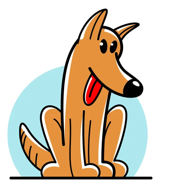 Lustige Cartoon Hund Sitzen Vektor Flachen Stil Illustration Isoliert Auf — Stockvektor