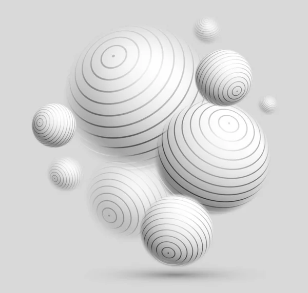 光と柔らかい3D焦点を当てた球体ベクトル抽象的な背景 浮遊中の白いボールと周囲のテーマをリラックス 大気壁紙 — ストックベクタ