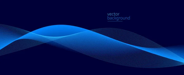 Curve Shape Flow Vector Abstract Background Dark Blue Gradient Dynamic — Stock Vector