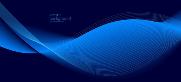 Smooth Flow Wavy Shape Gradient Vector Abstract Background Dark Blue — Stock Vector