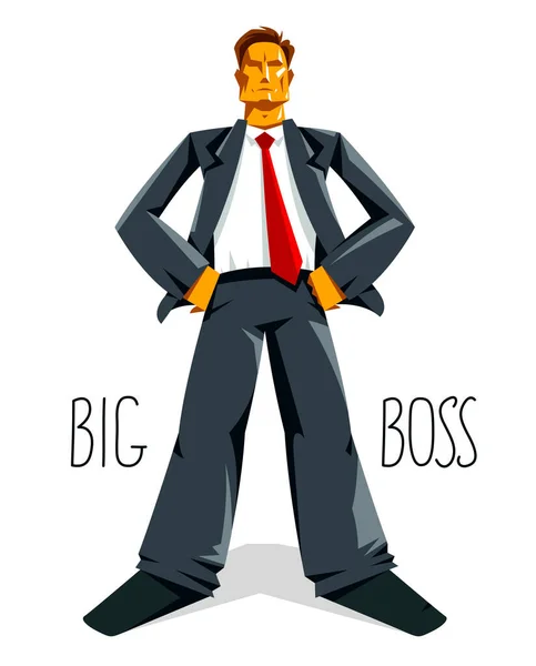 Big Διευθυντής Αφεντικό Στέκεται Αυτοπεποίθηση Σοβαρή Και Θυμωμένος Διανυσματική Απεικόνιση — Διανυσματικό Αρχείο