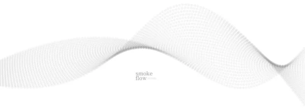 Abstrato Vetor Fumaça Fundo Onda Fluir Círculos Partículas Luz Cinza —  Vetores de Stock