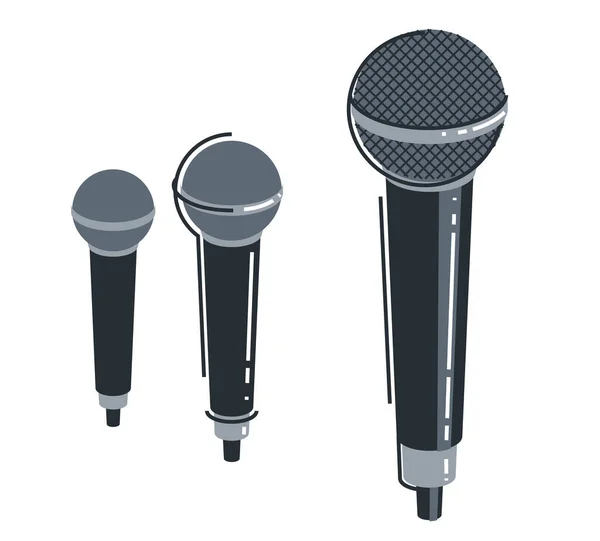 Mikrofon Isoliert Über Weißem Hintergrund Vektor Flachen Stil Illustration — Stockvektor