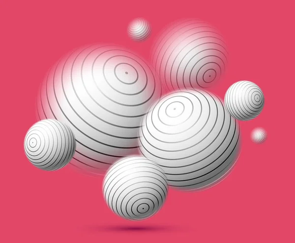 Sphères Floues Déconcentrées Sur Fond Abstrait Vecteur Rouge Boules Lévitant — Image vectorielle