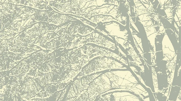 ベクトル抽象汚いグランジの背景と木の枝はそれに雪と冬に混沌と絡み合っています — ストックベクタ