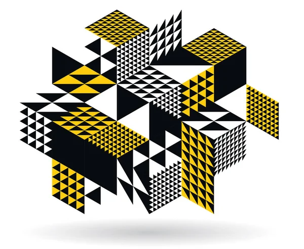 Isometric Cubes Vector Abstract Geometric Background Yellow Abstraction Art Architecture — Stock Vector