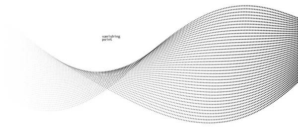 Vlna Tekoucích Mizejících Částic Vektorové Abstraktní Pozadí Křivky Tečky Pohybu — Stockový vektor