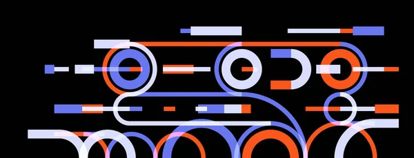 円と線のベクトルアートと幾何学的背景 抽象的な組成技術計画 フラット最小テクノシステム — ストックベクタ
