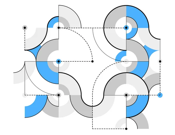 技術機械工学の青写真スタイルの抽象ベクトル幾何学的背景 デジタルシステム壁紙 技術メカニズム動的描画 — ストックベクタ