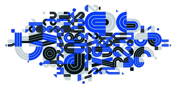 Динамічна Сітка Абстрактна Векторна Композиція Дизайну Синій Мінімальний Викладений Сучасне — стоковий вектор